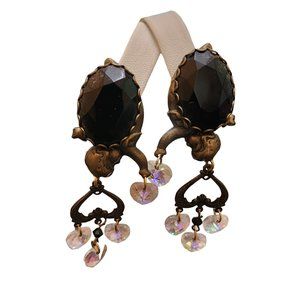 Vintage U/S Pierced Glass Crystal Cherub Earrings (A2049)